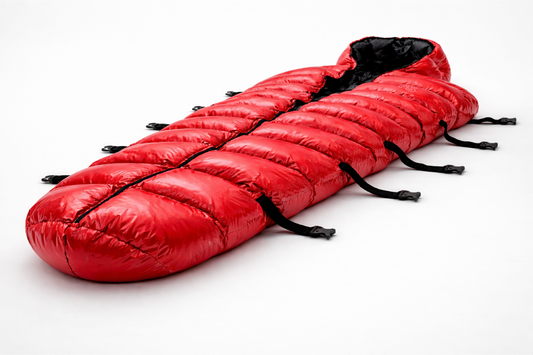 Customized sleeping Bag Puffer with Black Lining & Buckle Straps