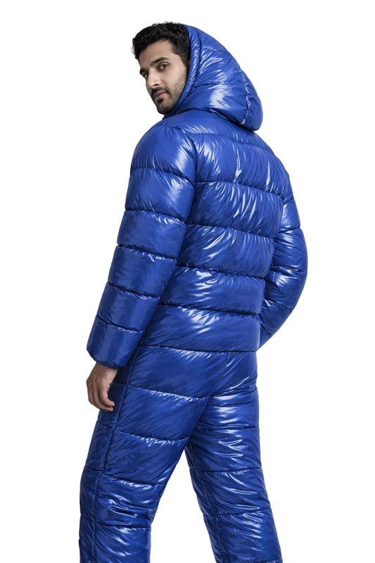 Royal Blue Glossy Quilted Nylon Snowsuit