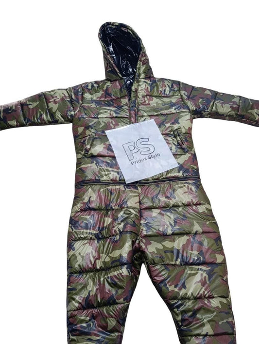 Heavyweight Camouflage Quilted Puffer Jumpsuit