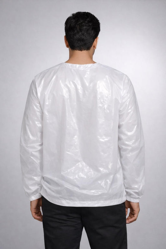 Shiny White Nylon Pullover Shirt Lightweight