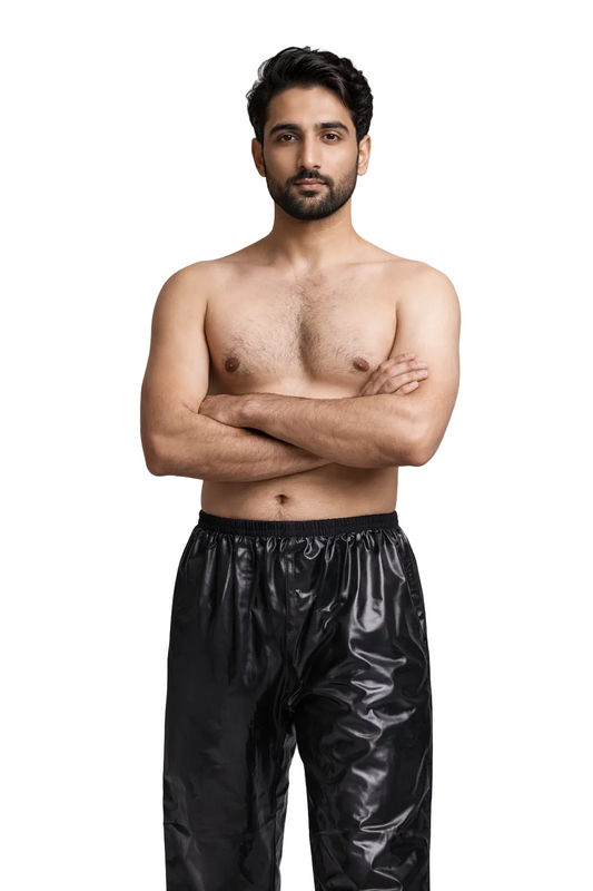 Men’s Black Shiny Nylon Pants Lightweight Streetwear Bottoms