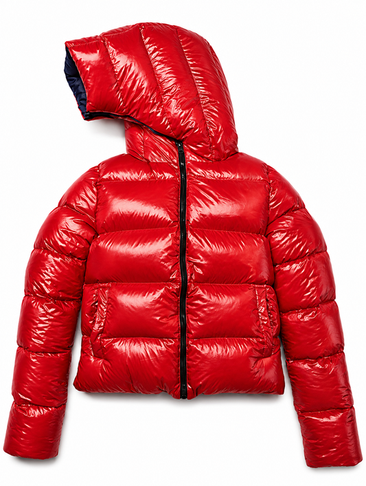 Reversible Unisex High Gloss Shiny Nylon Down Coat