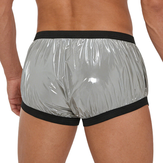 Shiny Nylon Pro Retro Lounge Hot Pants with Black Trim