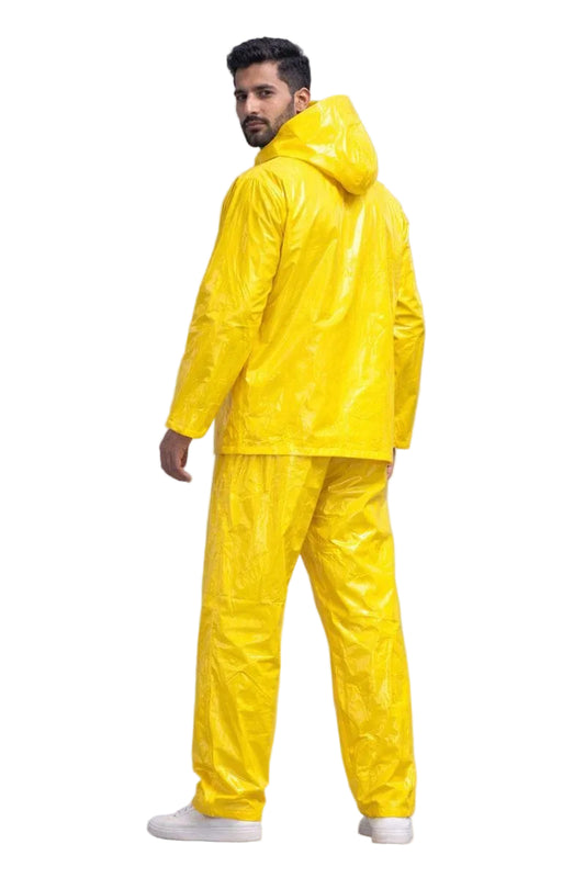 Yellow Shiny Nylon Rain Suit Set