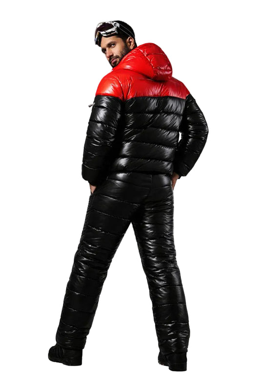 Shiny Black & Red Snowsuit One-Piece Winter Ski Suit