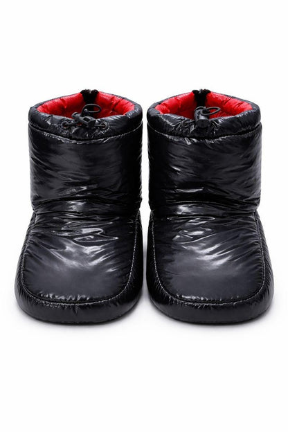 Men’s Black Shiny Nylon Puffer Slipper Boots