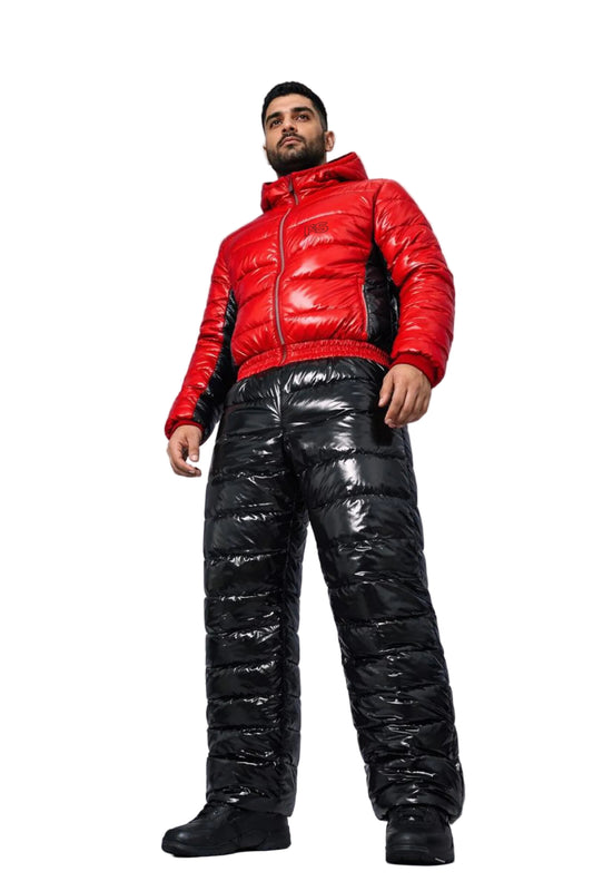 Glossy Nylon Jacket & Pants Set Luxury Winter Outfit
