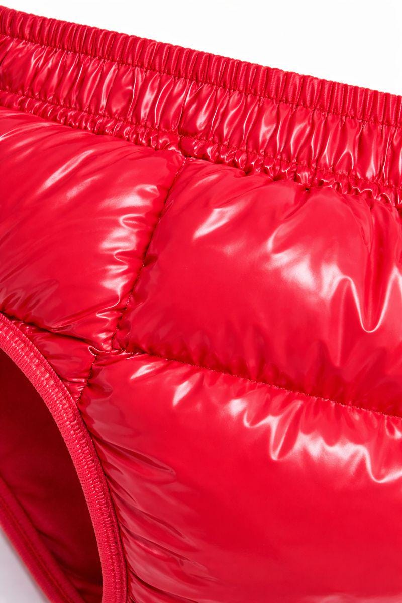 Men’s Glossy Red  Puffer Briefs