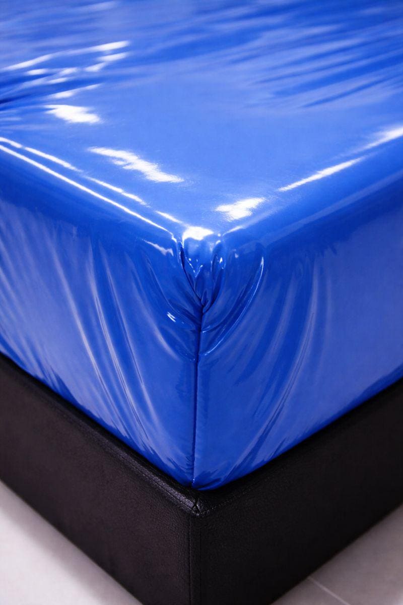 Deep Blue Shiny Nylon Bed Sheet Set with Gloss Finish
