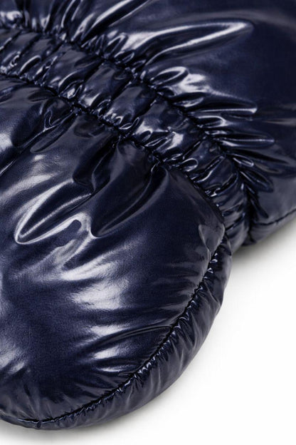 Navy Blue Quilted Padded Mittens with Drawstring Wrist