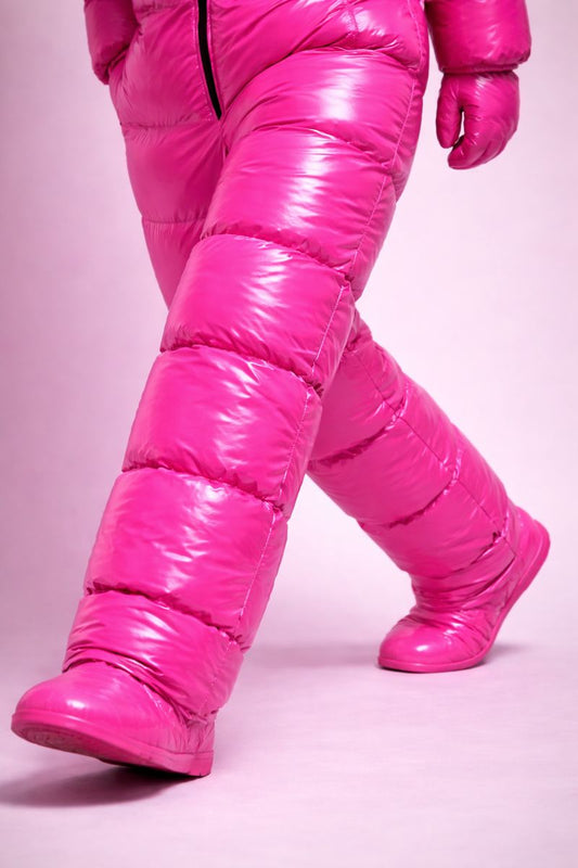 Glossy Nylon Jacket & Pants Set Luxury Winter Outfit