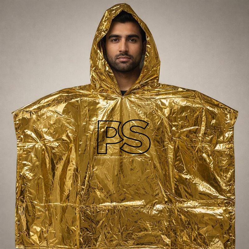 Gold Shiny Nylon Poncho  Lightweight Metallic Finish