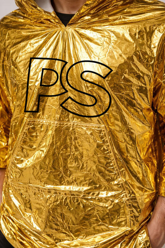 Gold Shiny Nylon Poncho  Lightweight Metallic Finish