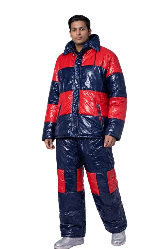 Shiny Nylon Snowsuit Glossy Puffer Jacket & Pants Winter