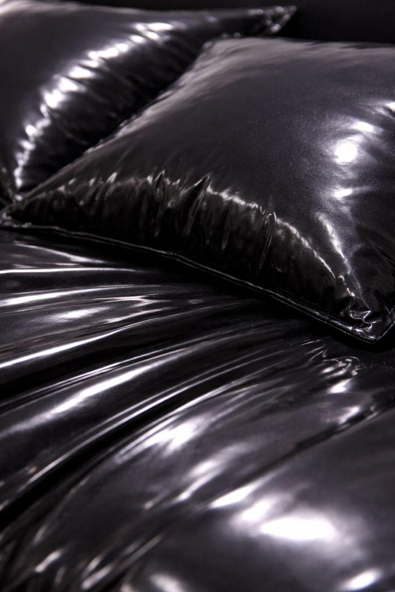 Black Shiny Nylon Bed Sheet Set
