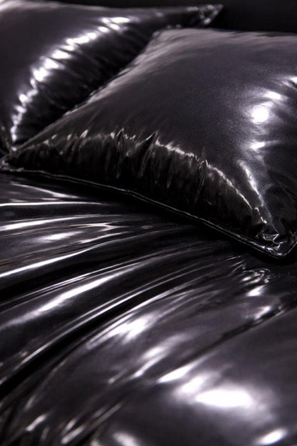 Black Shiny Nylon Bed Sheet Set