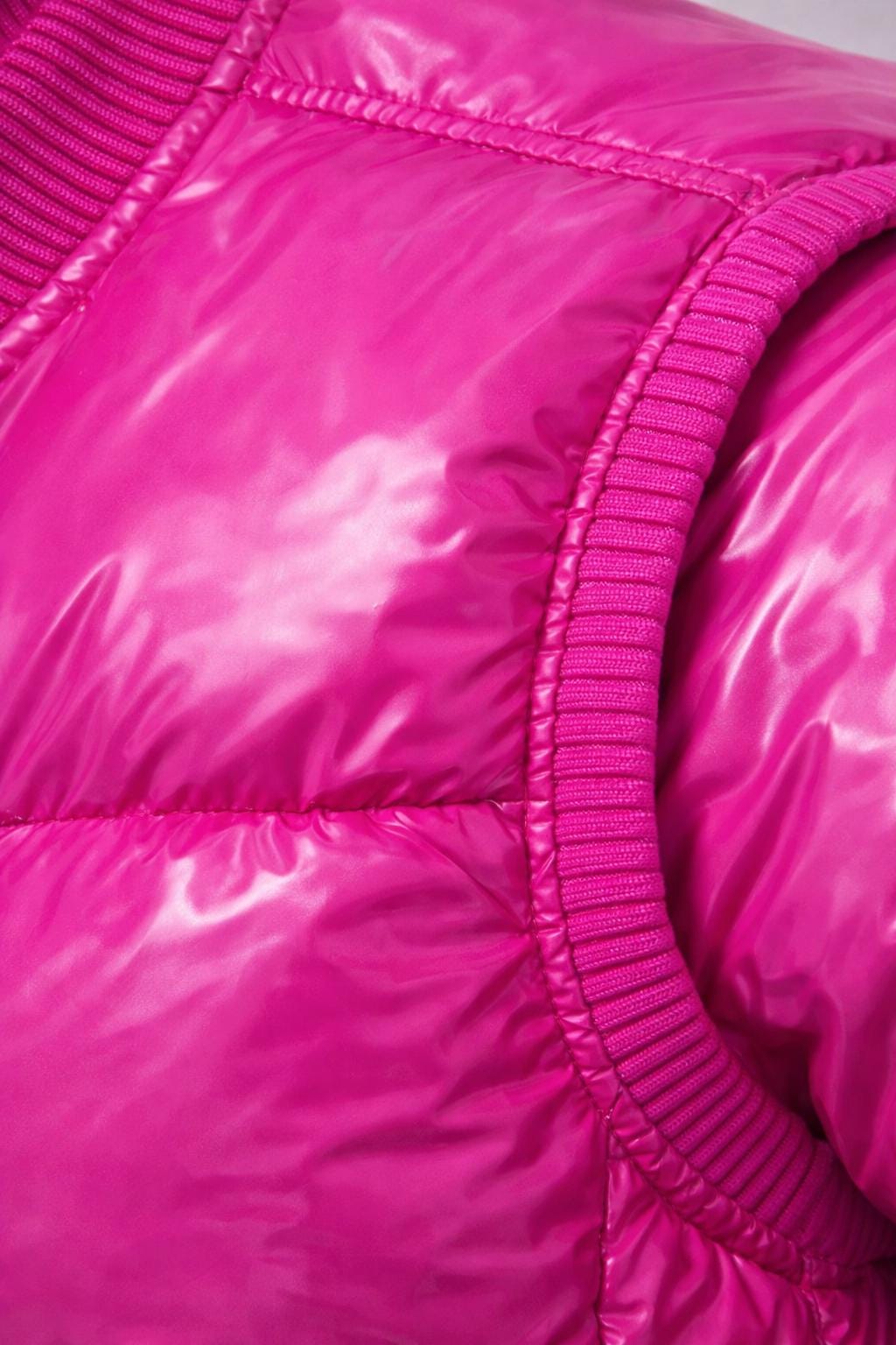 Glossy Fuchsia Pink Nylon Puffer Vest Lightweight