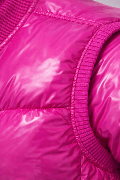 Glossy Fuchsia Pink Nylon Puffer Vest Lightweight