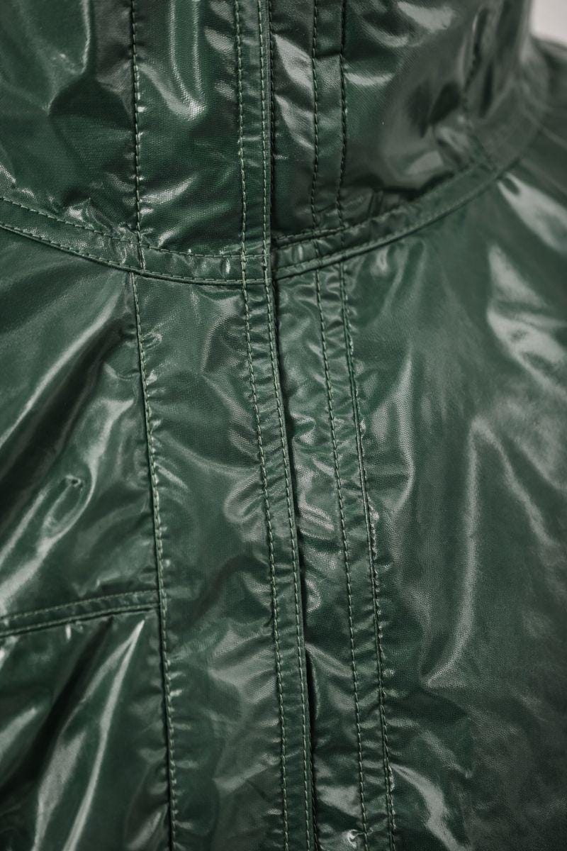 Forest Green Shiny Nylon Hooded Suit