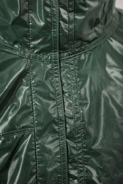 Forest Green Shiny Nylon Hooded Suit