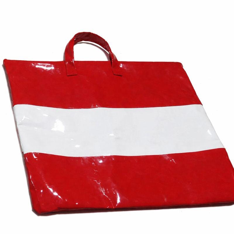 Red & White High-Gloss PVC Tote Bag