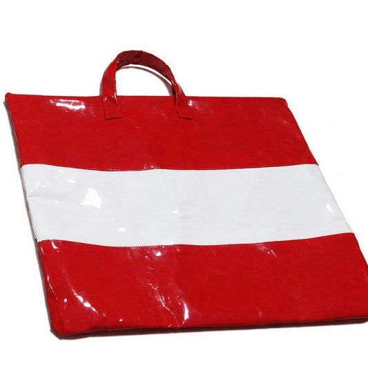 Red & White High-Gloss PVC Tote Bag