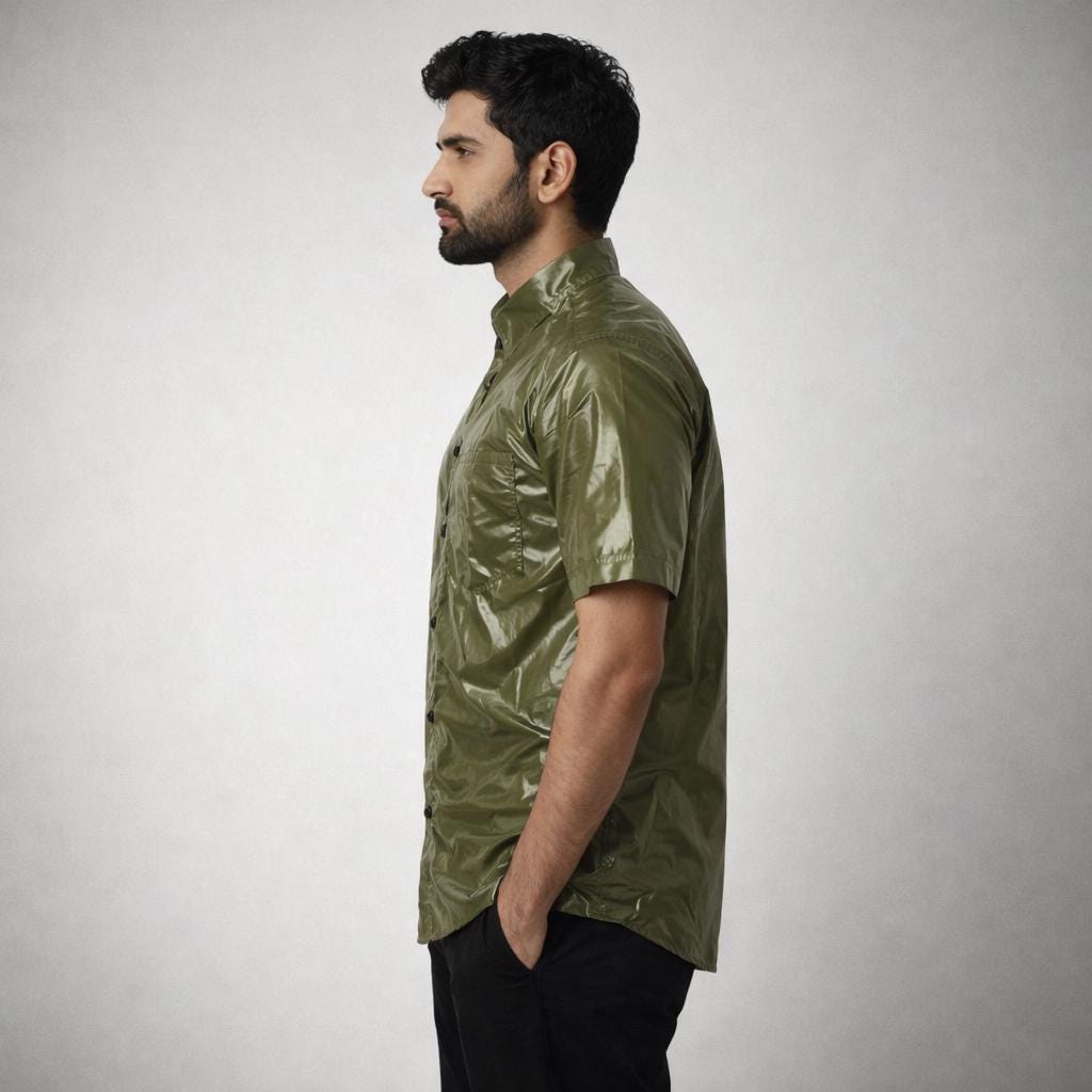 Glossy Short Sleeve Button-Down Casual Fashion Shirt