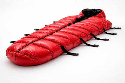 Sleeping Bag Mummy-Style Puffer with Black Lining & Buckle Straps