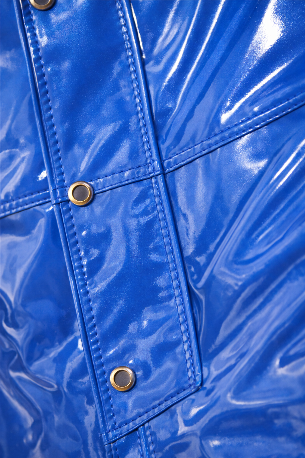 Men’s Glossy Royal Blue PVC Waterproof Jumpsuit with Hood