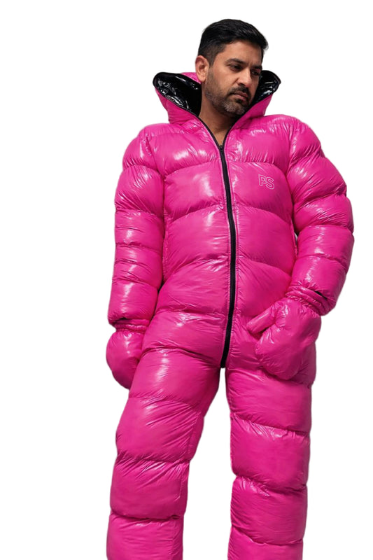 Glossy Nylon Jacket & Pants Set Luxury Winter Outfit