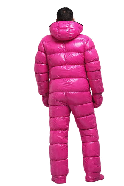 Glossy Nylon Jacket & Pants Set Luxury Winter Outfit