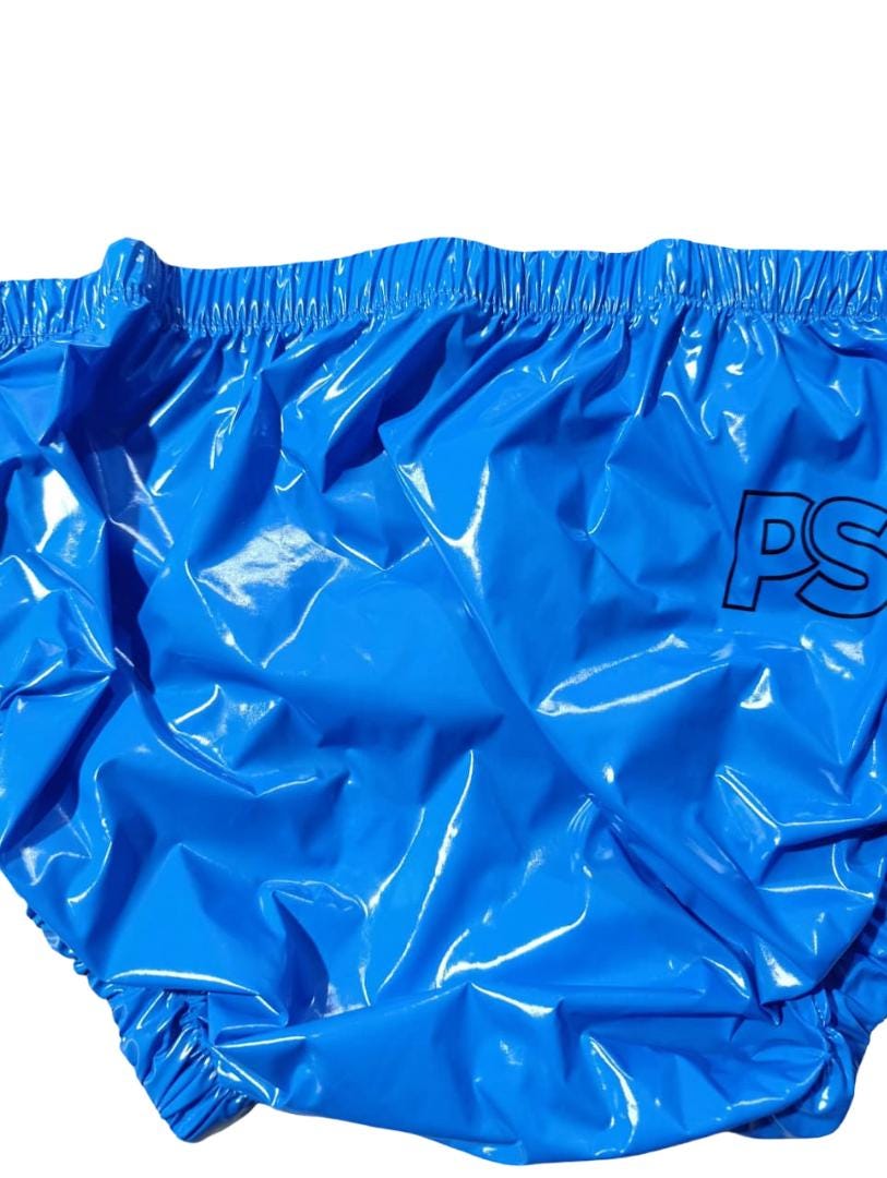 Royal Blue Shiny Nylon Briefs Adjustable Snap Side Cover