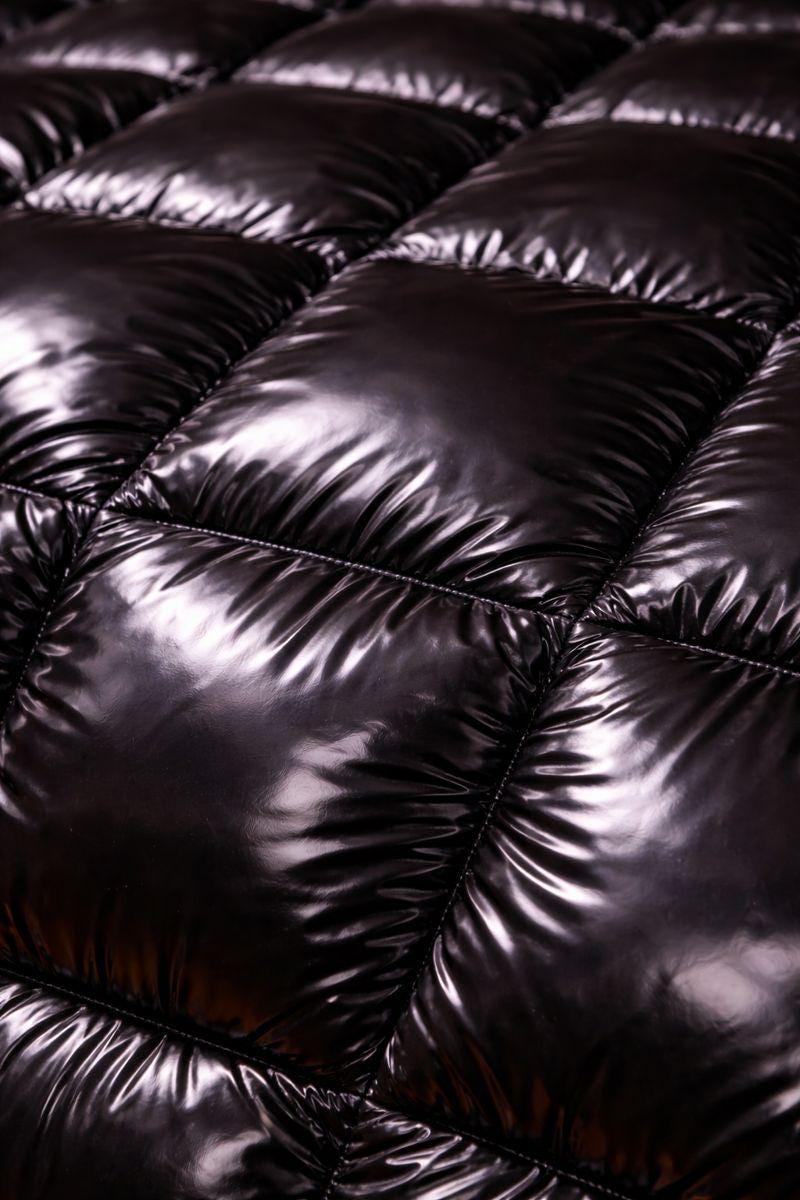 Double Bed Shiny Nylon Red and black Set with 2 Pillows