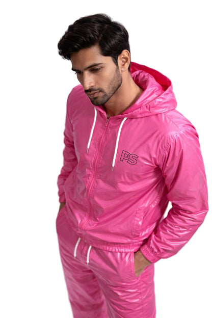 Hot Pink Gloss Nylon Performance Tracksuit