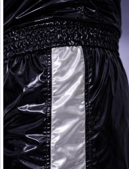 Shiny Nylon Boxing Shorts Trunks with White Side Stripes