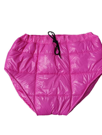 Patent Nylon High-Waist Underwear with Snap Fasteners