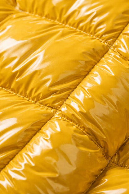 Men Shiny Yellow Puffer Jacket & Pants Set