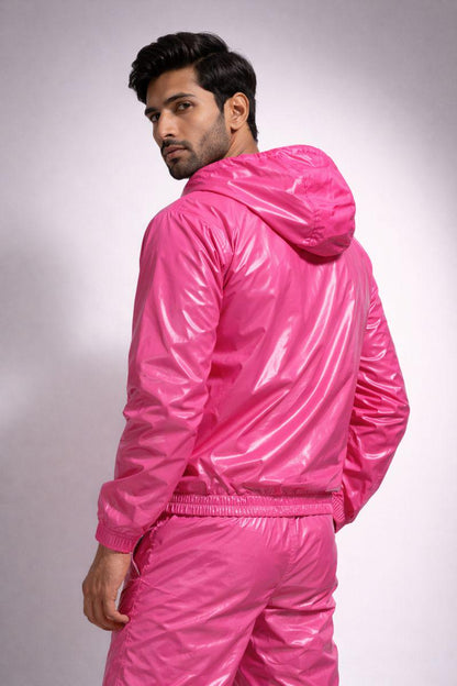 Hot Pink Gloss Nylon Performance Tracksuit