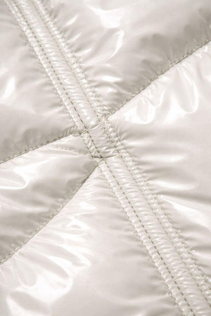 Men's Shiny Puffy Snowsuit Off White Waterproof Jumpsuit