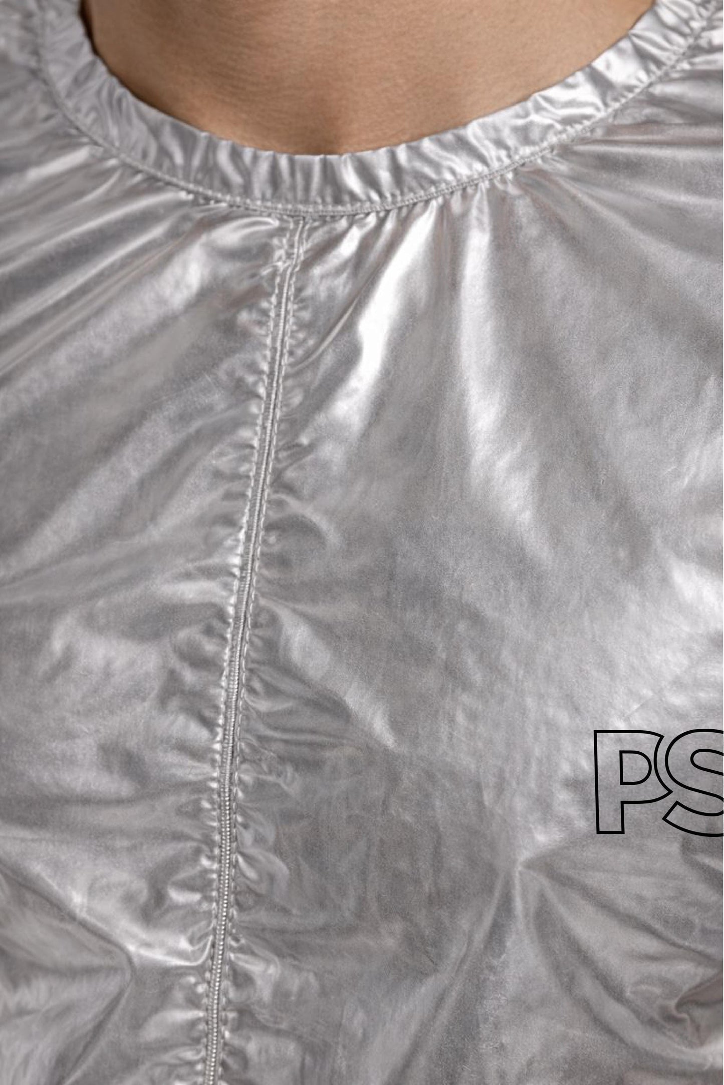 Shiny Silver Nylon Lightweight T-Shirt & Shorts Set