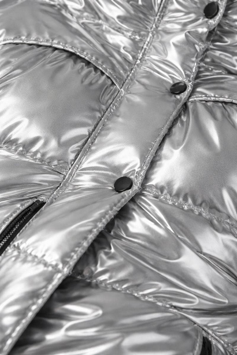 Men's Shiny Puffy Snowsuit: Off White Waterproof Jumpsuit