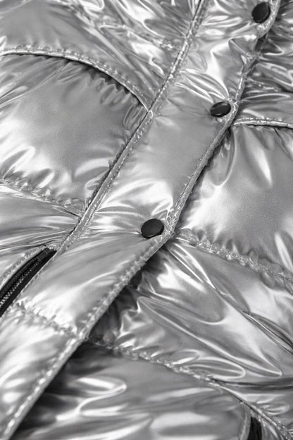 Men's Shiny Puffy Snowsuit: Off White Waterproof Jumpsuit