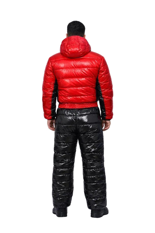 Glossy Nylon Jacket & Pants Set Luxury Winter Outfit
