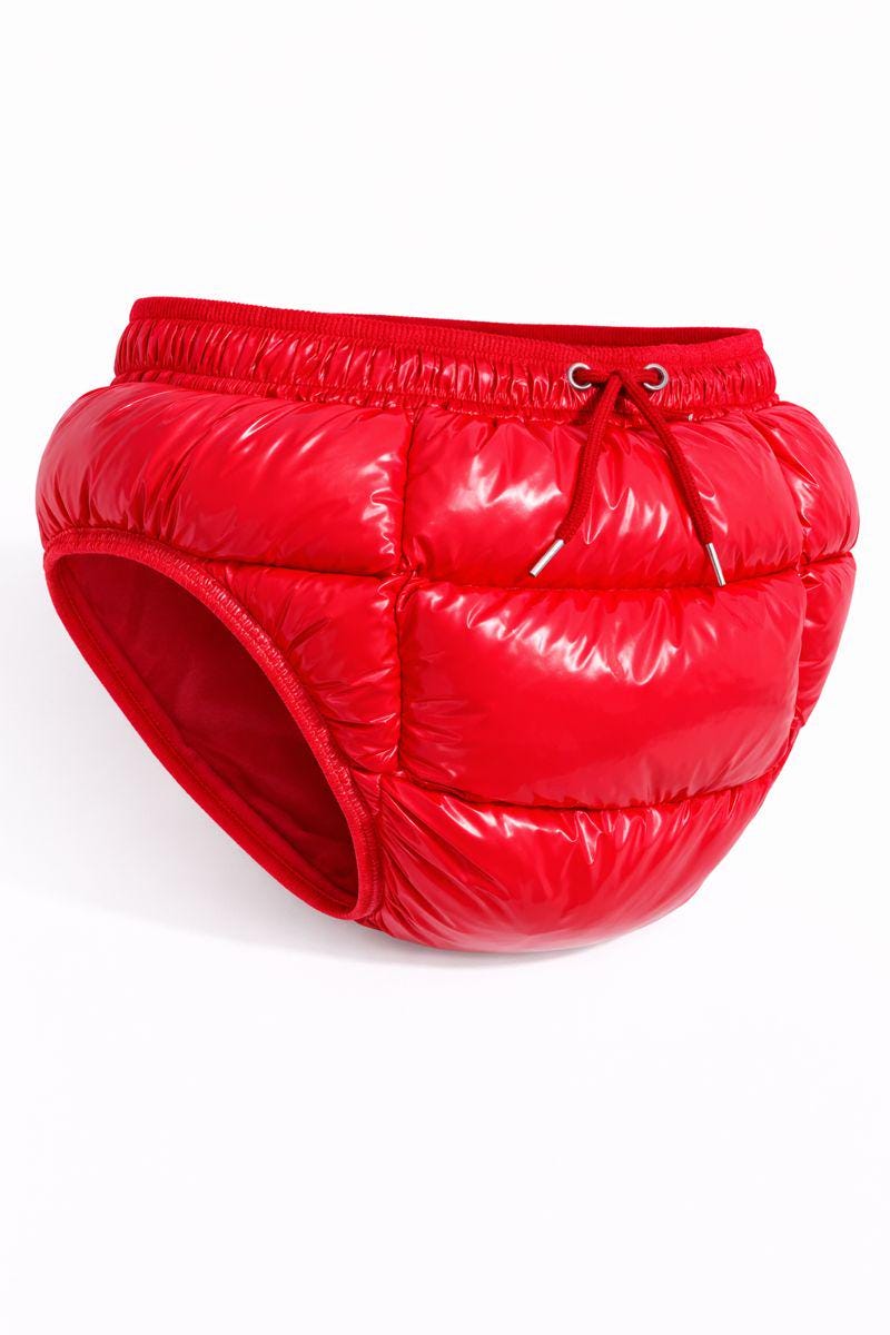 Men’s Glossy Red  Puffer Briefs