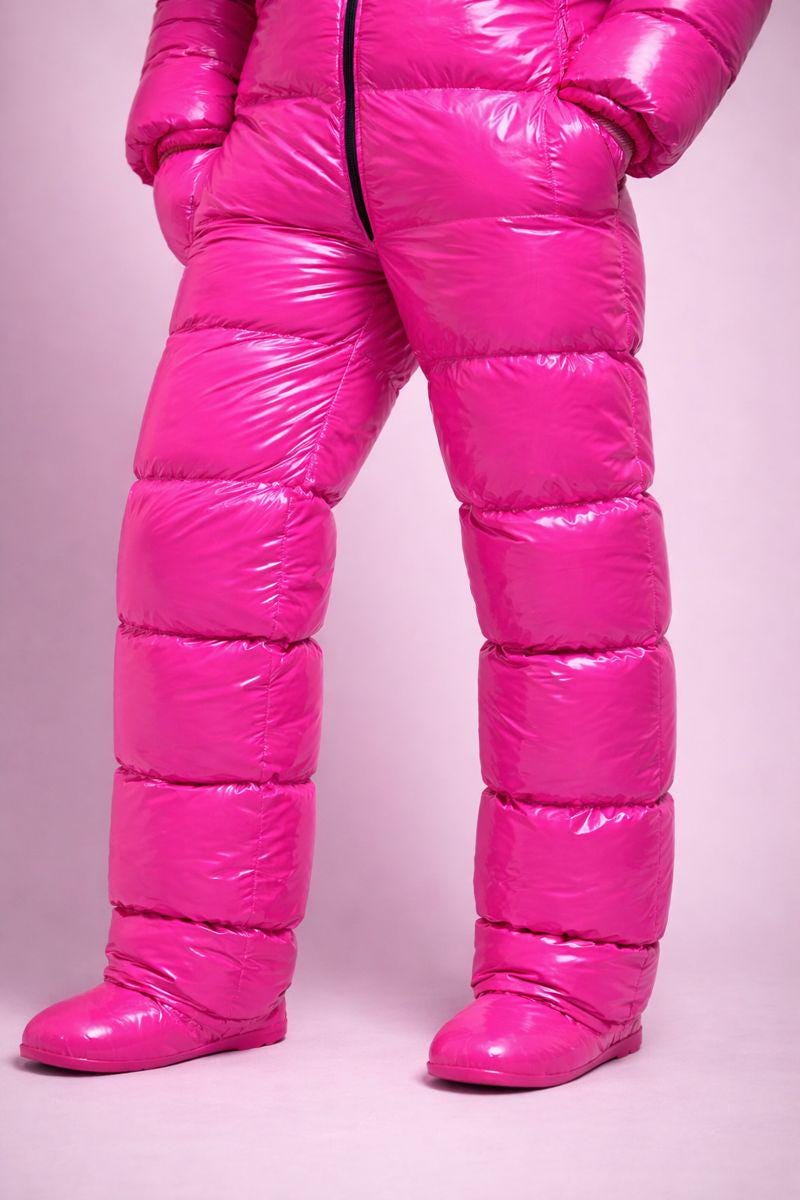 Glossy Nylon Jacket & Pants Set Luxury Winter Outfit