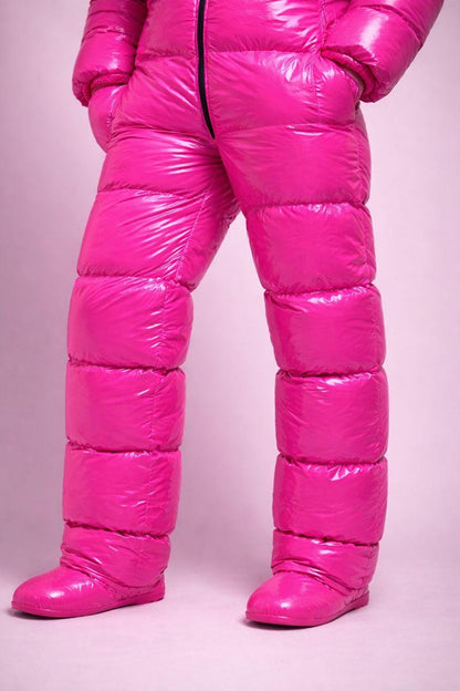 Glossy Nylon Jacket & Pants Set Luxury Winter Outfit