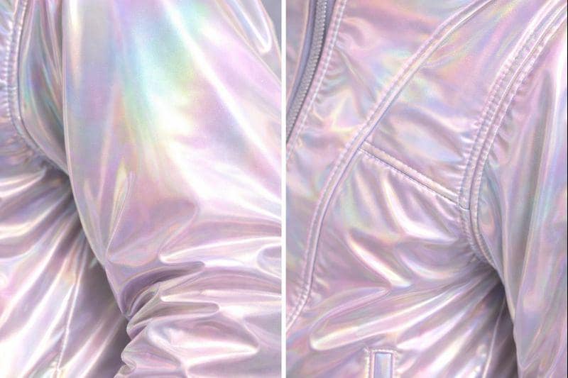 White Multicolor Shiny Nylon Track Suit with Bomber Jacket