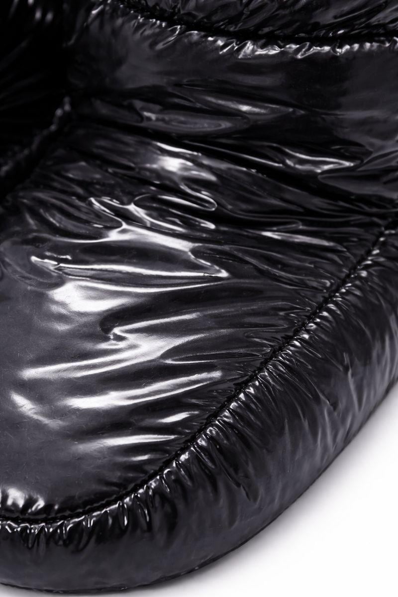 Men’s Black Shiny Nylon Puffer Slipper Boots