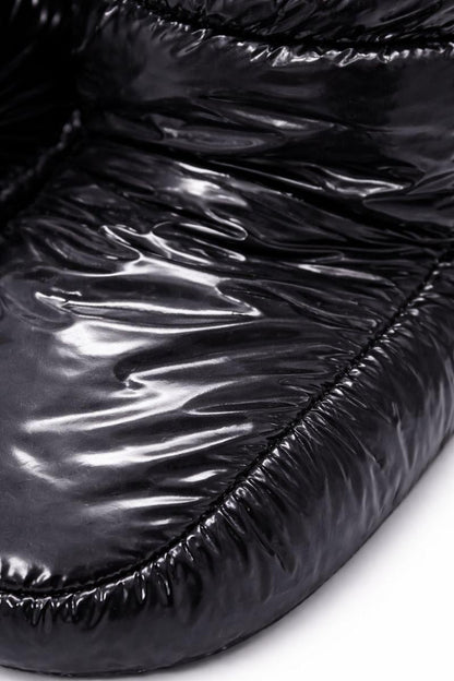 Men’s Black Shiny Nylon Puffer Slipper Boots