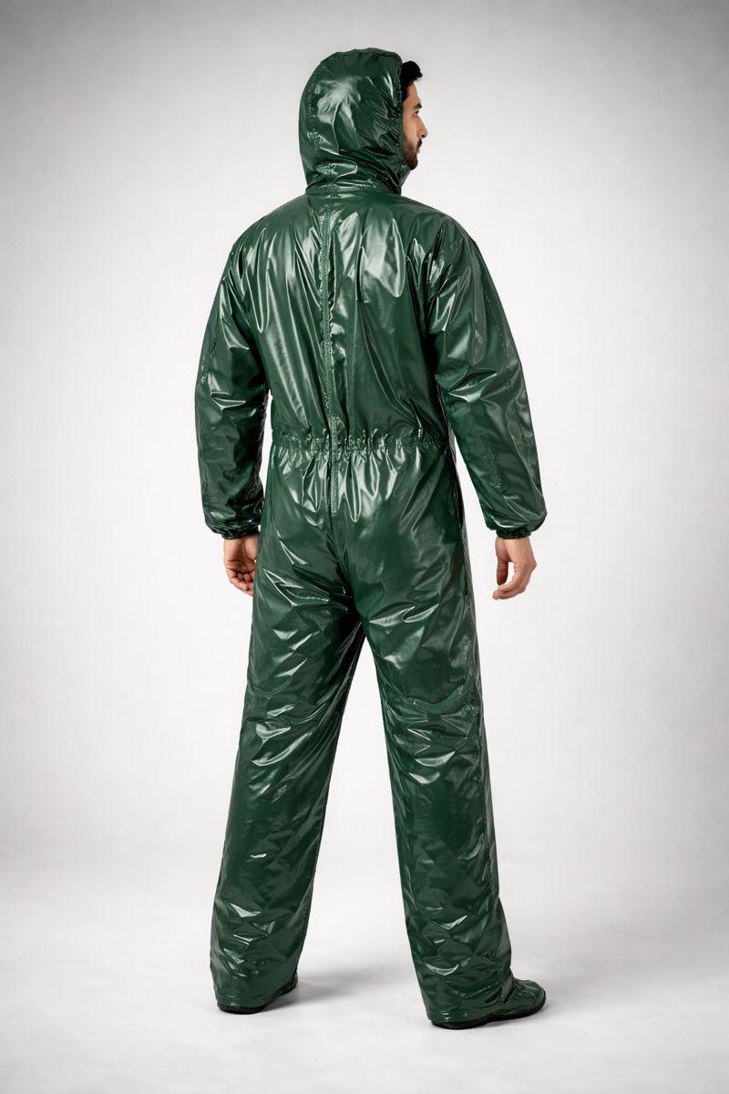 Forest Green Shiny Nylon Hooded Suit